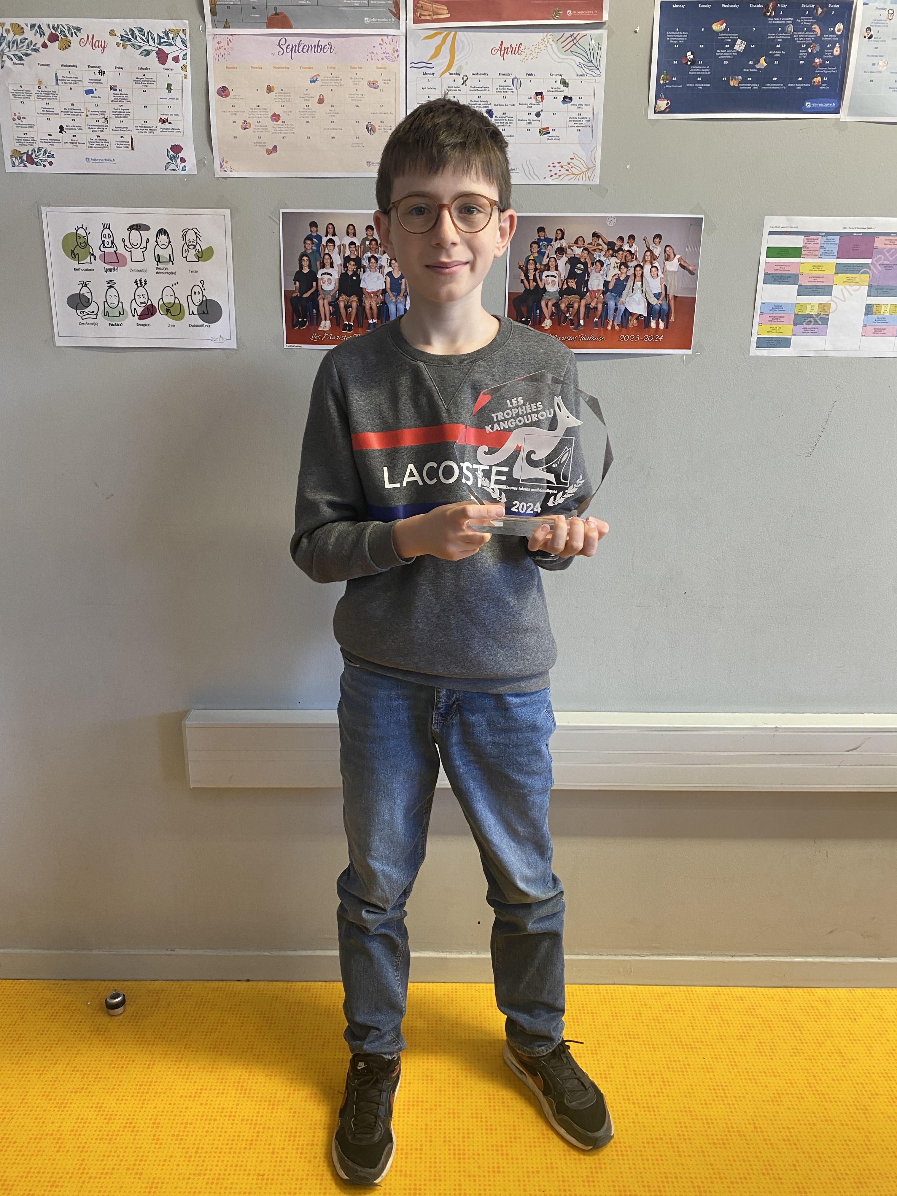Valentin ESCLASSAN, Lauréat du Concours National Kangourou